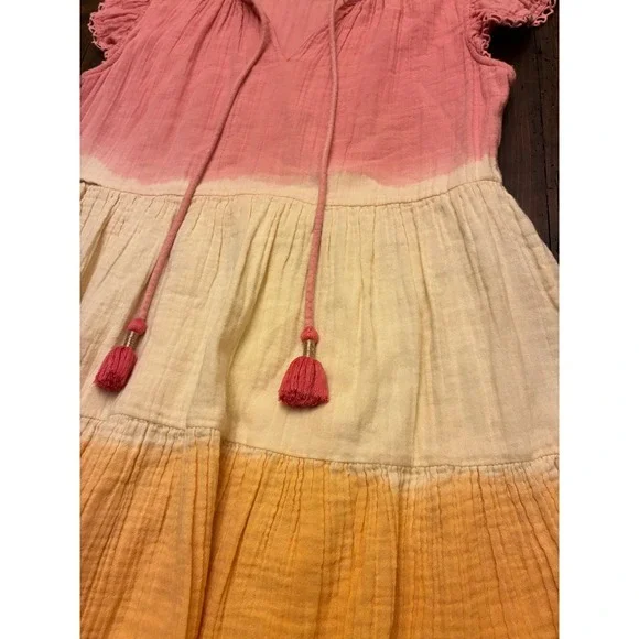 THML Cotton Dip Dye Colorblock Flowy Dress Medium - Picture 3 of 4